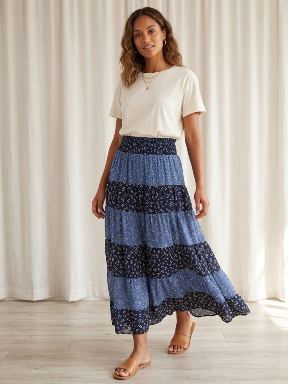 Angie Boutique Smocked Maxi Skirt